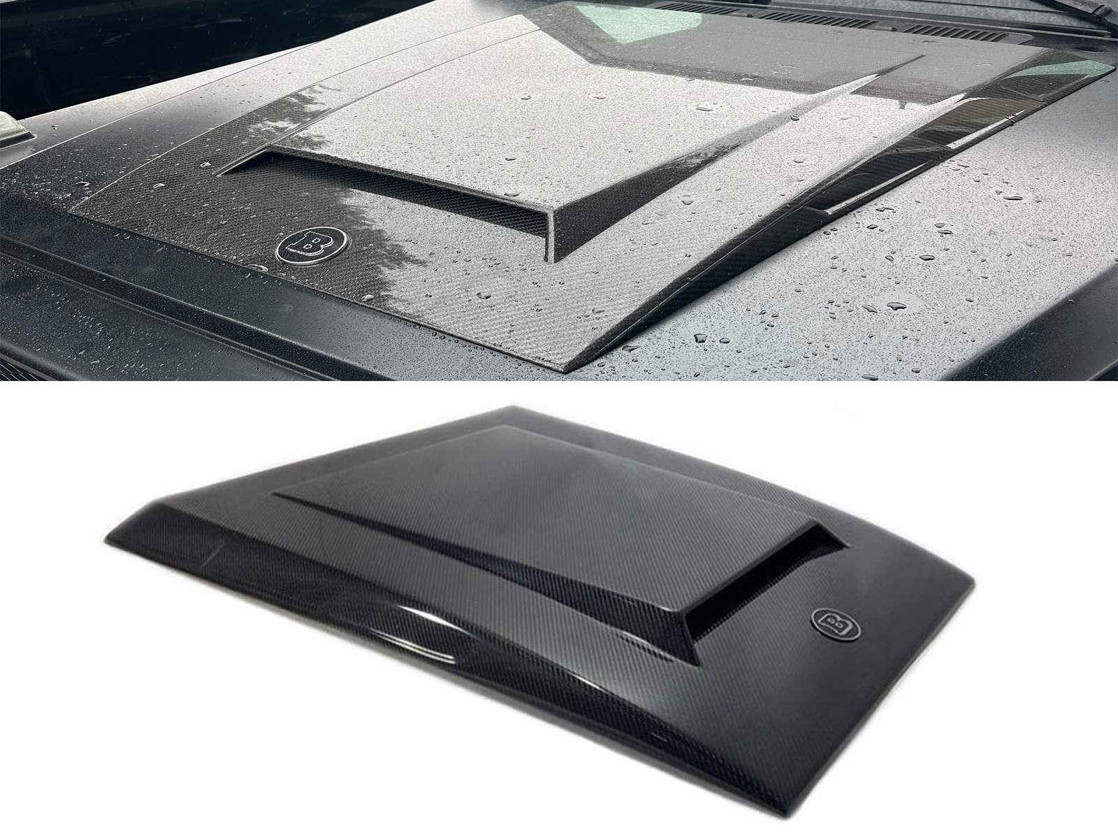 -Wagon Carbon Fiber Hood Cover Bonnet Scoop + Badge